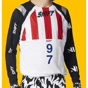 Shift MX Blue Label Flame Jersey Motorcycle Racing Motocross Adult S NEW!